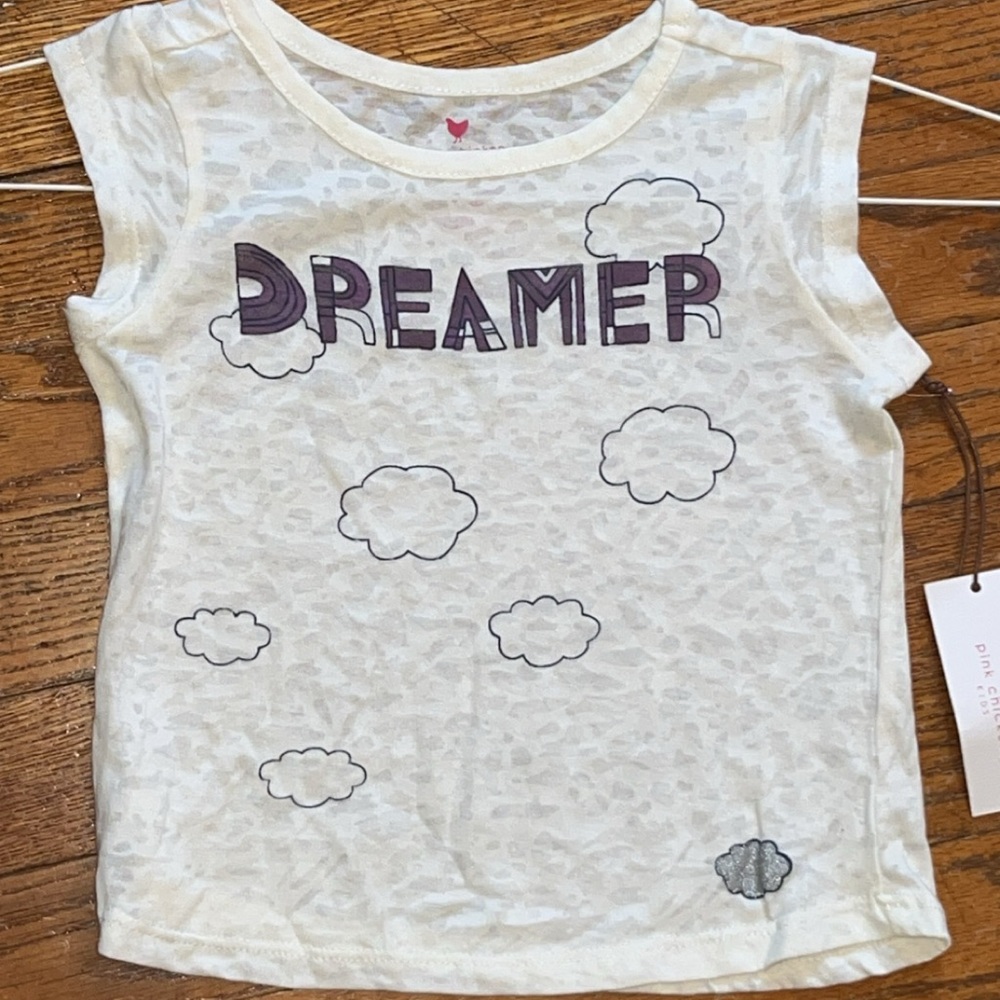 New pink chicken “ dreamer “ tee clouds